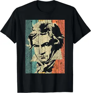 Beethoven Vintage Tee Music Composer Gift Casual Short Sleeve Cotton T-Shirt
