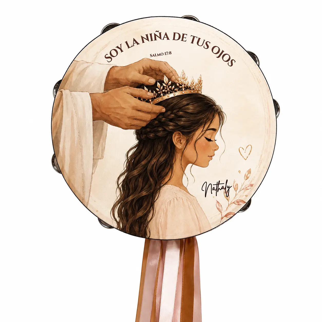The Apple of Youe Eye -Tambourine Synthetic Leather Non-Slip Grip Metal Cymbals Premium Wood Smooth Durable
