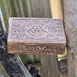 Triple Moon Handcrafted Wooden Box Storage