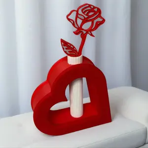 ️ Heart Vase with Rose | Modern Valentine’s Day Decor | Small Romantic Gift