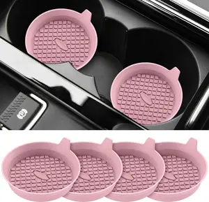 Cup Holder Coasters [4 Pack]  Cups Mats, Automotive Universal Non-Slip Recessed Interior Accessories Dusty Rose