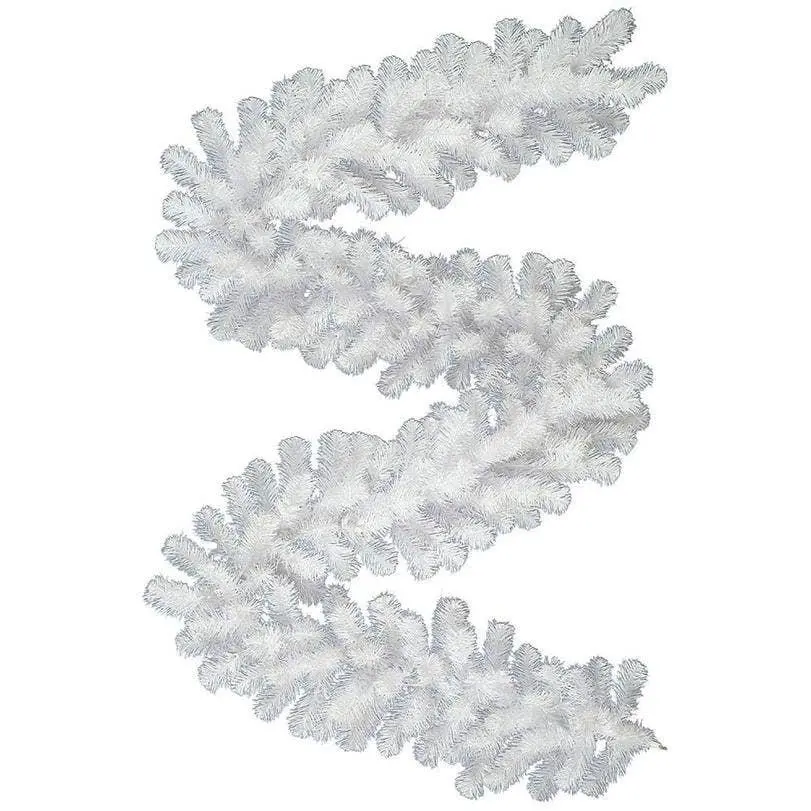 Perfect Holiday White Artificial Christmas Garland Holiday Décor 9FT x 8IN Indoor Outdoor