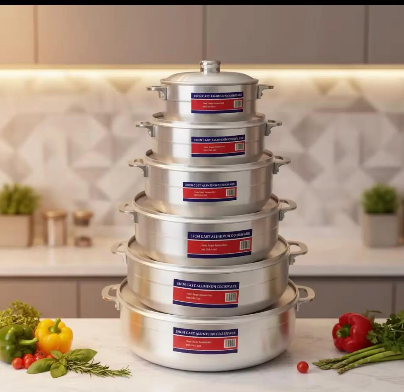 6-Piece Aluminum Cooking Pot Set with Lids – Heavy Duty Kitchen Cookware Set