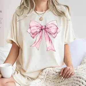 Pink Coquette Shirt, Comfort Colors Shirt, Coquette Bow Shirt, Coquette Ribbon Tee, Adorable Bow Pattern Top,  Coquette Mommy Tee, Grandma Gift Tee, Gift For Wife, Gift Birthday, Gift For Lover, Couple Shirt For Men And Women, 2024 Shirts, Cute Fall Shirt