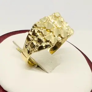 Women's, Boy's Nugget style textured ring 10K Real Gold 10mm top Size 6-11