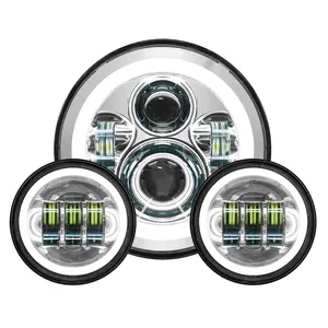 7" LED Chrome HALOMAKER® Headlight (Daymaker Replacement) with Auxiliary Passing Lamps for Harley® Touring & Softail