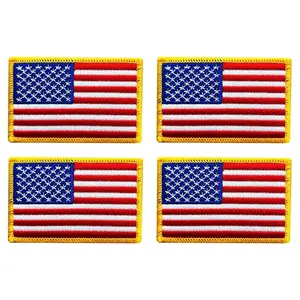 4PC USA American Flag Embroidered Patch (iron on sew on - 3.0 X 2.0)