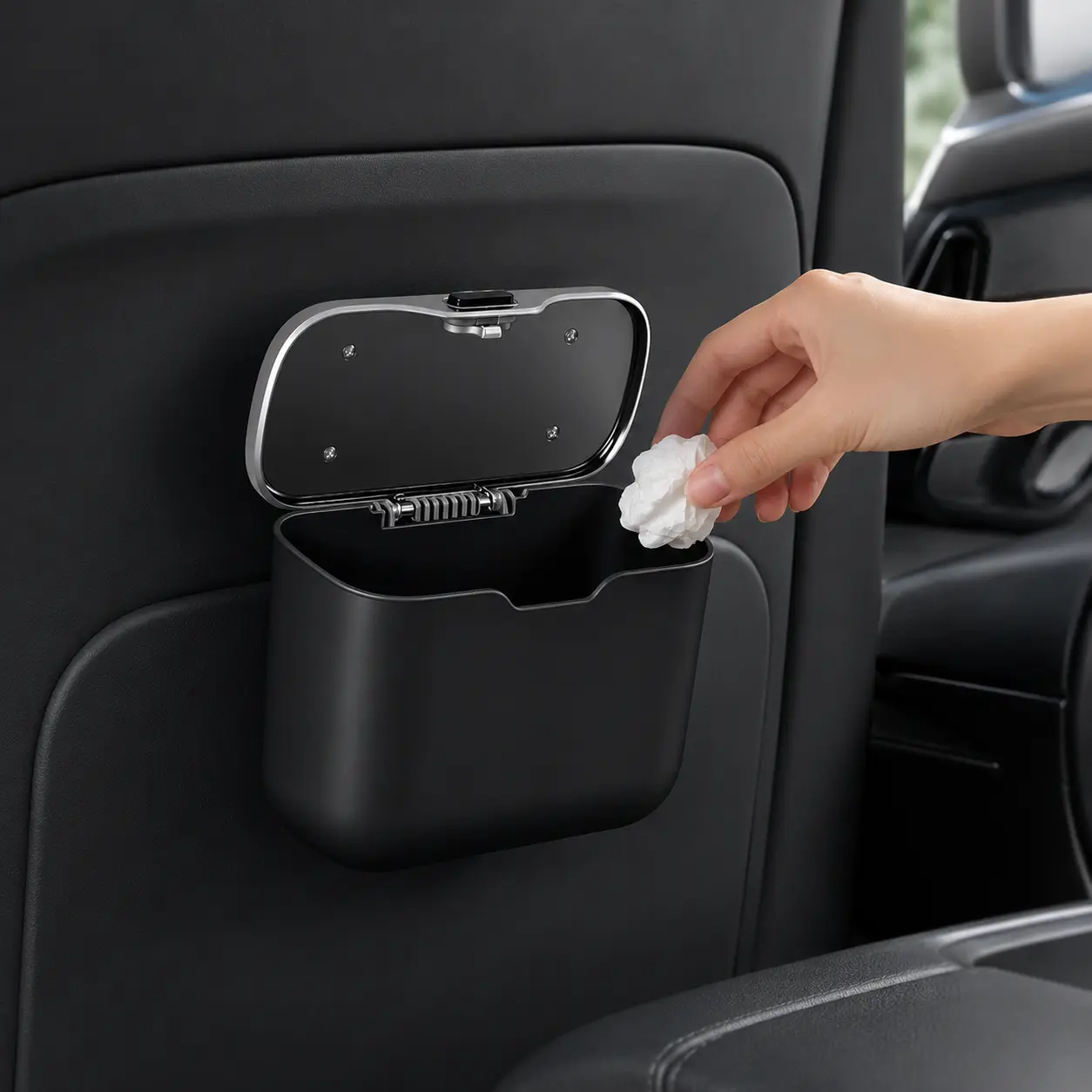 Car Storage Organizer2-in-1 Car Trash Bin with Lid, Clip-On Vehicle Garbage Can & Storage Organizer, Leakproof Portable Auto Trash Container for Car Door, Seat Back & Center Console#CarTrashCan#CarAccessories #CarOrganization #CarInterior#VehicleOrganizer