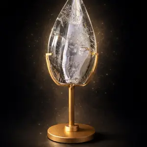 Clarity Flame Lightbody Edition Clear Quartz Teardrop Crystal on Customized Stand Home Decor