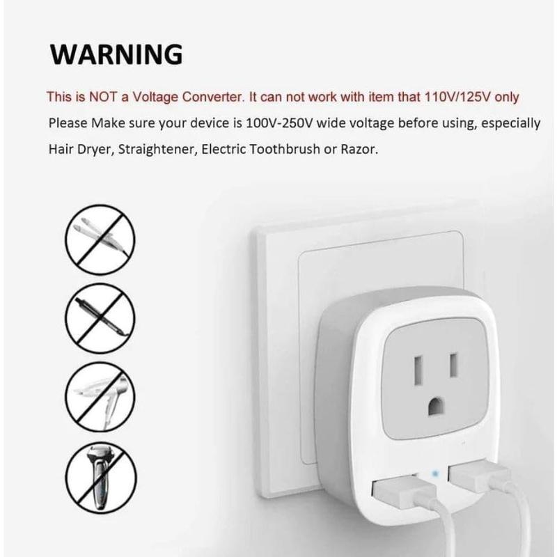 F-APT22  European Travel Plug Adapter, Europe Power Adaptor with 2 USB Ports, International Type C Outlet Charger for US to Most of EU Iceland Spain Italy France Germany