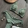Two-piece Set Women's Solid Color Bikini Set, Bikini Beachwear, Casual Fashion Chic Swimsuit Set Bathing Suit Bikini for Beach Holiday Vacation, Ladies Swimwear for All Seasons, Swimsuit Style, Swimsuit Bikini Sets