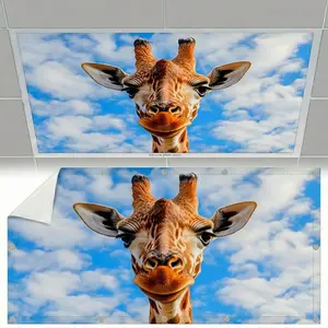 Fluorescent Light Covers for Ceiling Lights Magnetic Cloud Cover for Fluorescent Or LED Fixture 2ft x 4ft Classroom Home Office Decoration Filters Overhead Lighting Giraffe