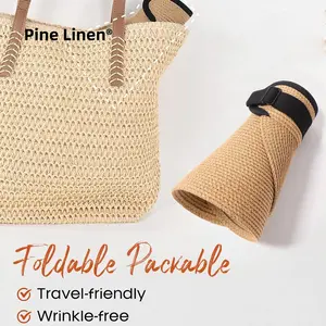 2PCS Women's Straw Sun Hat: Summer Holiday and Travel, Open-Top Straw Hat with Wide Brim, UV Protection, Sun Hat