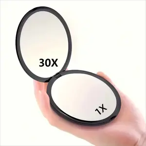 30x Magnification Makeup Mirror, Dual-Sided Foldable Travel Mirror with 180° Rotation, Portable Handheld & Stand Design Without Batteries, Folding Makeup Mirror