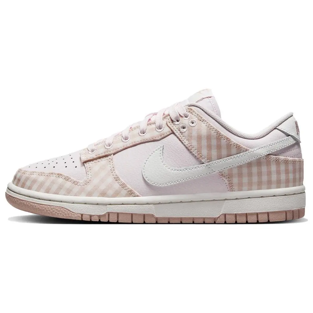 Nike Dunk Low Pearl Pink Gingham Trendy Skate Shoes Women's FB9881-600