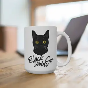 Black Cat Daddy Mug - Perfect Gift for Cat Lovers, Coffee Lovers, Funny Mug for Holidays, Home Decor, Unique Ceramic Cup Beverage Drinkware