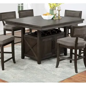 Dining Room Furniture Counter Height Dining Table w Butterfly Leaf Rustic Espresso Table w Storage Base 1pc Dining Table Only(High end and high-quality)