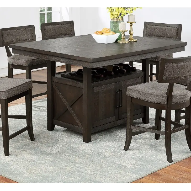 Dining Room Furniture Counter Height Dining Table w Butterfly Leaf Rustic Espresso Table w Storage Base 1pc Dining Table Only(High end and high-quality)