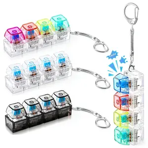 Mechanical Key Button Clicker Toy - Keyboard Adult Fidget Toy, EDC Fingertip Clicker, Stress Relief Keychain, Keyboard Fidget Keychain Cube Stress Relief Gift for Office, School & Home to Pass the Time