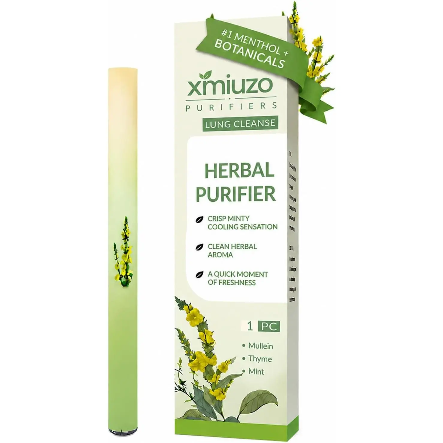 Mullein Inhaler with Thyme & Mint, Herbal Aroma Stick, 1 Count, 1 Count