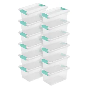 Sterilite Plastic Medium Clip Storage Box Container with Latching Lid, 12 Pack