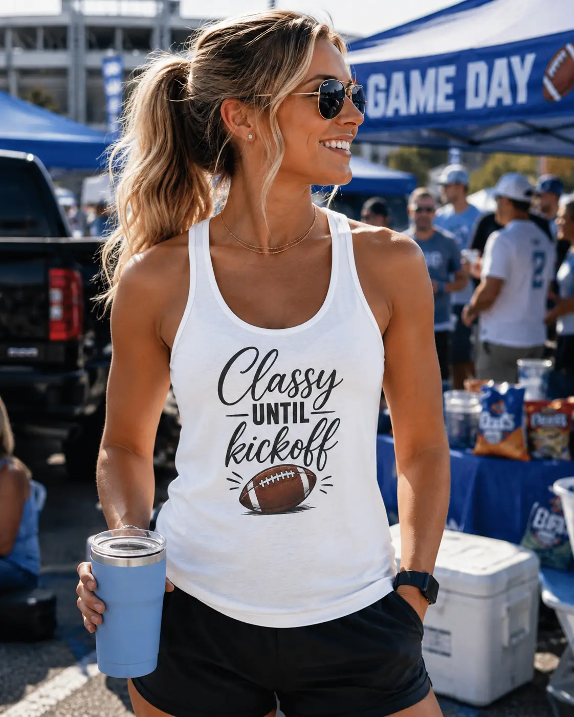 Classy Until Kickoff Tank Top/🏈 She’s classy, she’s cute… and then the game starts. 😂