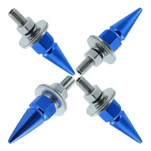 Spike License Plate Bolt 4 count Decorative License Plate Screw Fasteners Kit  Alloy Fit       Accessories (Blue)