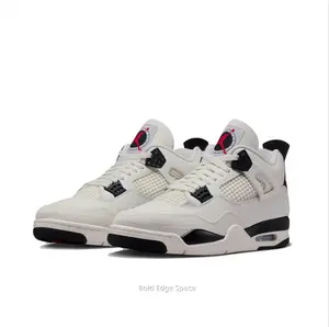 Retro Mid-Top Basketball Shoes in Off-White, Black, and Red with Breathable Mesh Panels, Visible Air Cushioning Unit, and Durable Rubber Outsole for Versatile On-Court and Casual Wear