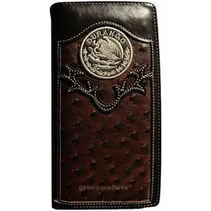 Durango Men's Western Bifold Wallet Checkbook Style in Brown Leather