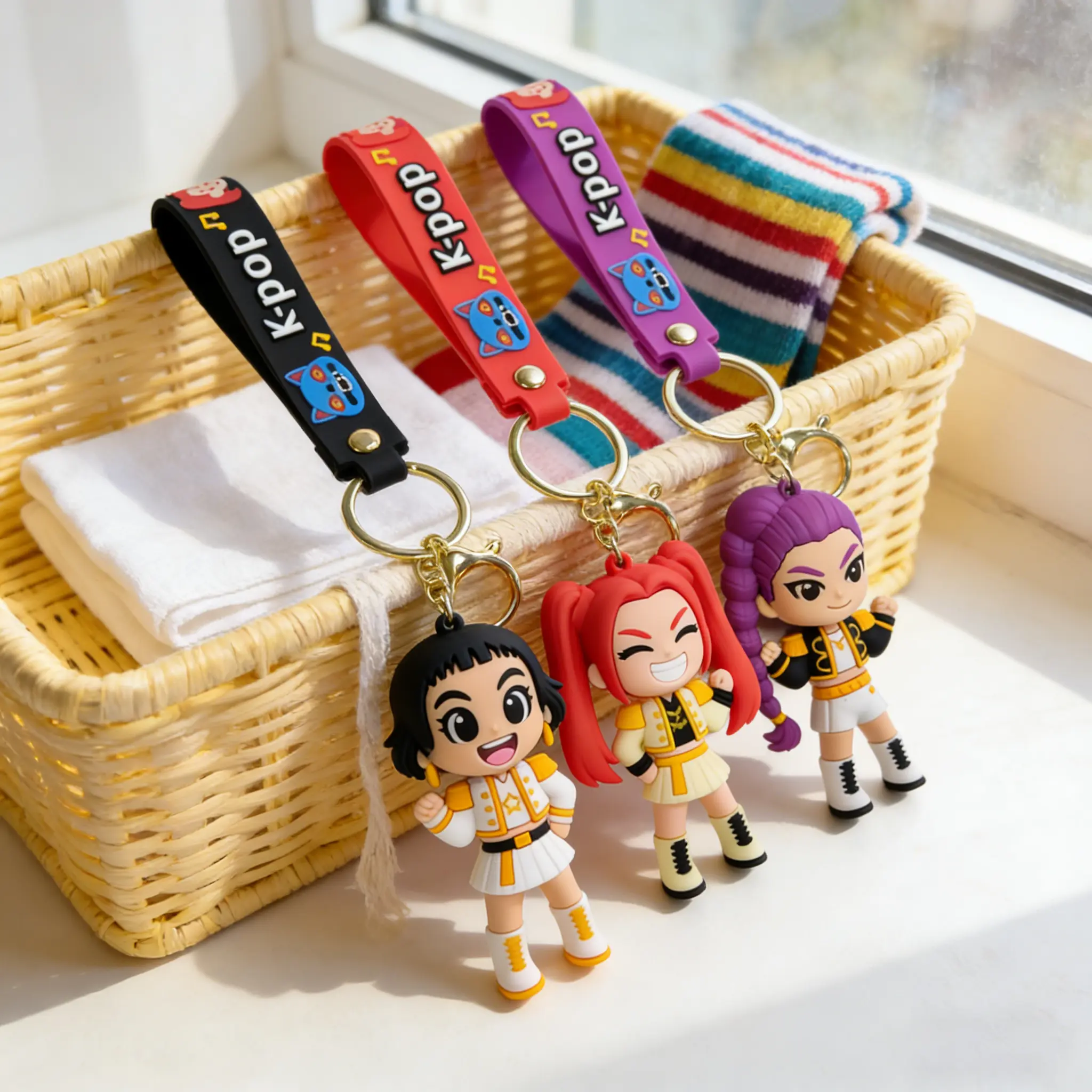 KPop Hunter Girl-Inspired Keychain Pendant, Cute Cartoon Bag Charm Keychains, High-Quality Women's Backpack Accessory, Valentine's Day Gift, Keychains For Women