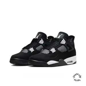 Black and White Color-Blocked Mid-Top Retro Basketball Shoes