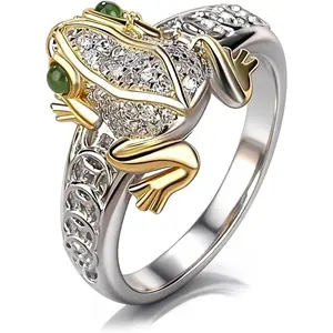 Frog Ring for Women Men  And   Frog Rings Green Rhinestone Cute  Ring Bohemian Rings Lucky Wealth  Accessories Summer Vacation Gifts for Women Men
