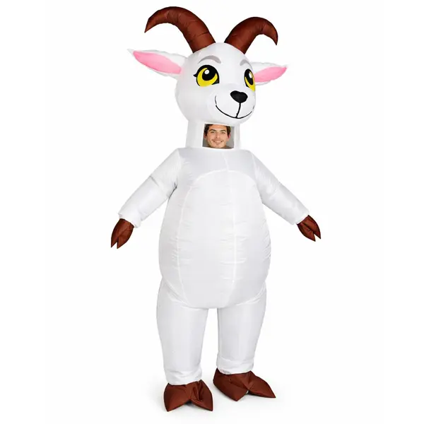 Funny Inflatable Goat Costume Adult Blow Up White Sheep Suit for Halloween Party Cosplay