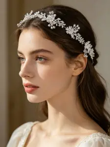 Fashion Alloy Floral Headband, Handmade Rhinestone Flower Soft Hair Band, Elegant Bride Wedding Photography Accessory