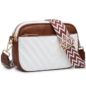 Quilted Crossbody Bags for Women Purses Vegan Leather Shoulder Handbags Small Cross Body Purse with Wide Strap