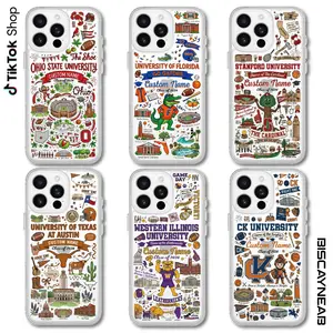 Custom Name University Campus Clear Phone Case, Personalized University High School College Clear Phone Cover, Graduation Gift for Students 17 Air Pro Max