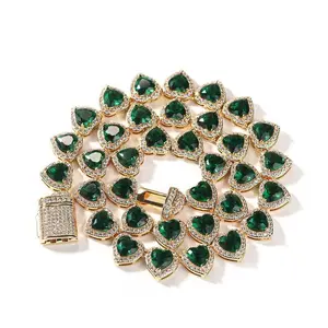 18K Gold Vacuum Plated Copper with 5A+ Sri Lanka Zircon Colorful Heart Necklace Miami Italy Mexico & Micro Inspired for Women & Men Luxury Jewelry,Daily Wear,Casual Fashion,Gift Idea,Chicano,Classic,Hip Hop,Simple,Sporty Style