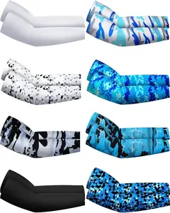 8 Pairs UV Cooling Sun Protection Sleeves to Cover Arms Ice Silk Compression Arm Sleeves for Men Women in Assorted Patterns