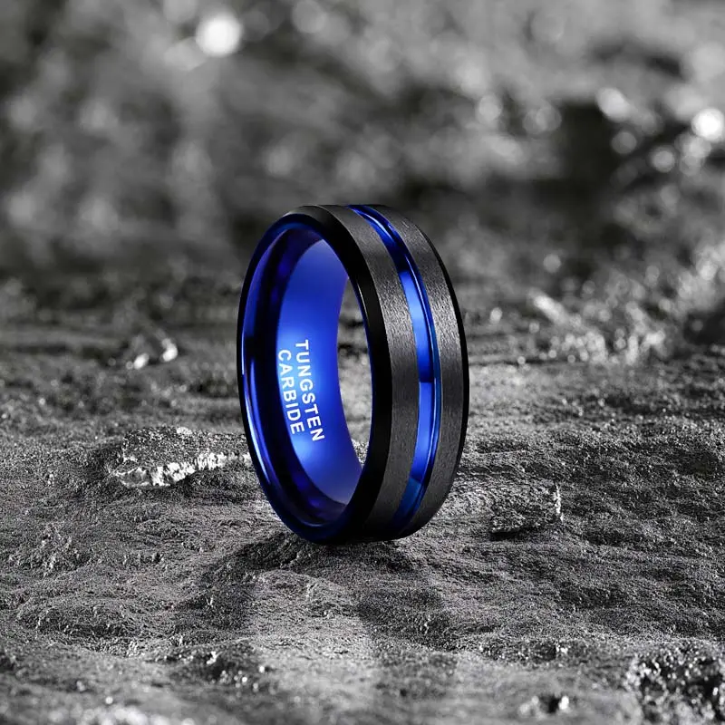 Elegant Male Tungsten Carbide Rings, Durable Grooved Band with Comfort Fit - Jewelry Gift for Husband, Groove Ring, Tungsten Rings