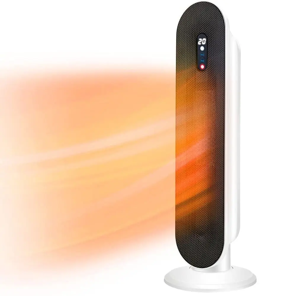 SUGIFT 1500W Digital Tower Space Heater, Max 1500W, Thermostatic Control, Timer, Silent Operation, 2 x AAA Battery-Operated Remote Control, Safety Protection, White