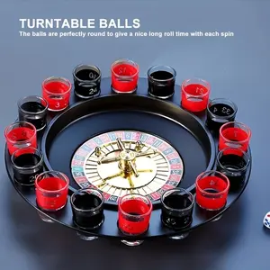 Rotating Fun Drinking Game Set, Includes 2 Balls and 16 Cups, Russian Roulette Wheel, Perfect for Ktv, Bars, Nightclubs