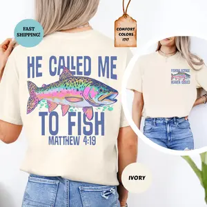 Comfort Colors Called to Fish Christian T-Shirt, Faith-Based Fishing Shirt, Christian Summer Shirt, Fishing Lover Gift, Scripture Tee