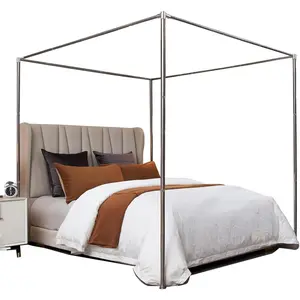Canopy Bed Frame, Thicken Stainless Steel Bed Canopy Frame, Bed Post Poles 4 Corner Canopy for Metal Bed Mosquito Bed Poles Canopy Frame