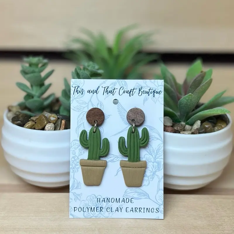 Cactus Polymer Clay Earrings