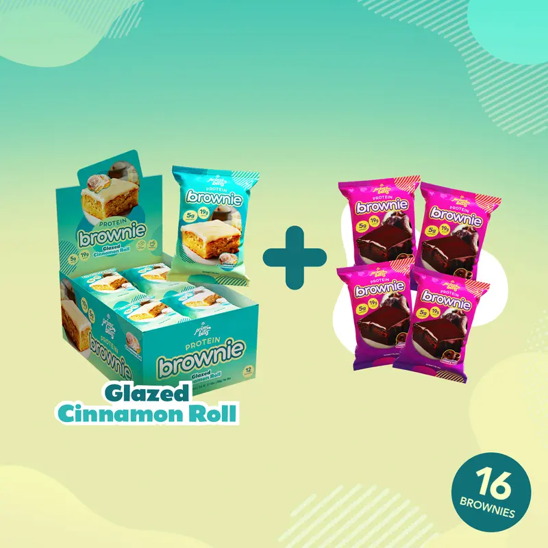 Glazed Cinnamon Roll Prime Bites Protein Brownies - 12 Pack + 4 Free Chocolate Glazed Donuts