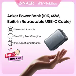 Anker Nano 10,000mAh Compact Power Bank with Retractable Cable and 45W Fast Charging, Travel-Ready and Pocket-Friendly, On-the-Go Charging for iPhone 17/16, iPad, Galaxy, Pixel, and More (Buy and Get Stickers)