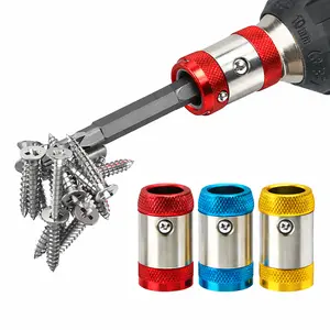 Set of 3 Strong Magnetic Screw Ring Holders: 1/4 inch / 6.35 mm Universal Magnetic Screwdriver Bits – Removable Magnetic Bit Holder for Hex Screwdrivers and Electric Drill Bits Tool