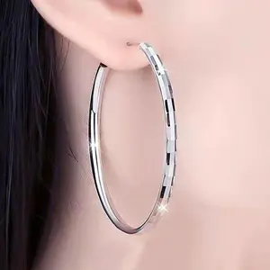 2PCS Round earrings big earrings female Internet celebrity personality Korean version small circle big circle round face temperament