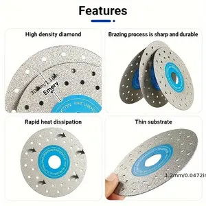 Silver Color Diamond Saw Blades Set, 3pcs 115mm Multi-Purpose Cutting Tools for Tile Glass Ceramic Stone Cutting, High Efficiency