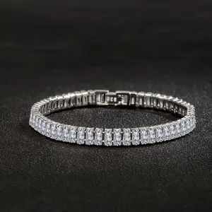 Elegant 925 Sterling Silvery Clover Bracelet with Moissanite Accents - Vintage Boho Style, Perfect Daily Wear & Birthday Gift for Her